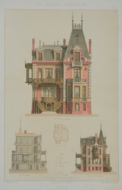 Progetto per una villa in mattoni a Trouville, illustrazione da 